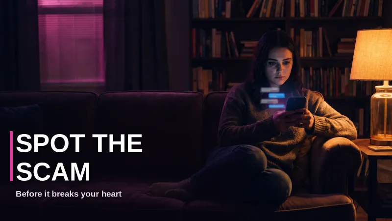 A person reviewing suspicious messages from an online dating match